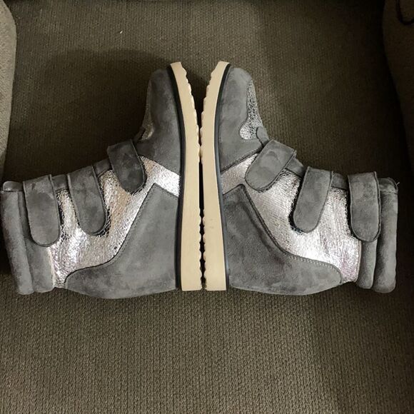 𝅺wedged Sneakers Silver  Grey Sz 36 - Picture 5 of 6